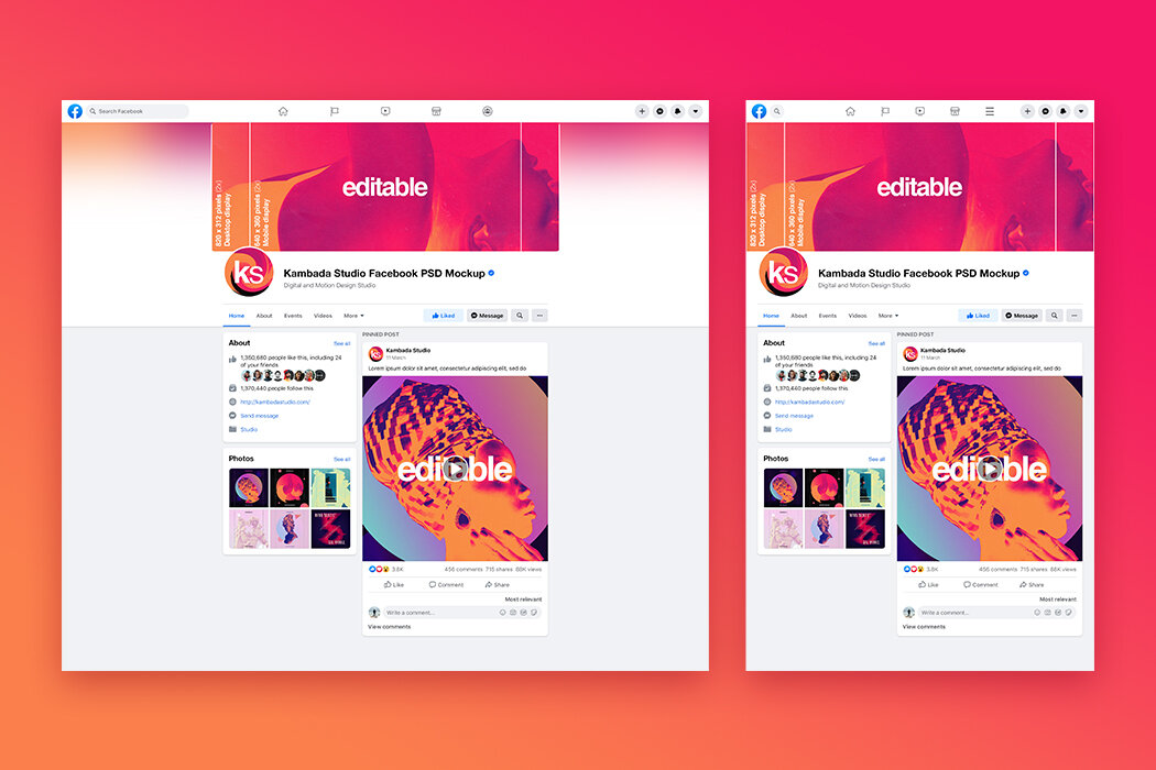 New facebook page mockup 2019 template psd is created to showcase your brand profile picture or logo, cover image designs and facebook post . Facebook Page Mockup Free Psd File Kambada Studio