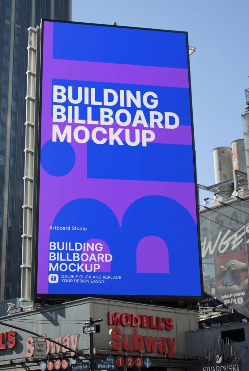 Looking for building ad mockup ? Vertical Building Billboard Mockup